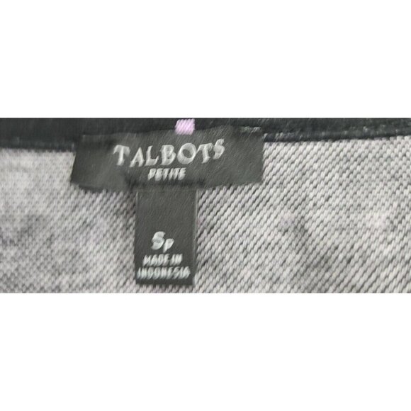 Talbots Pullover Sweater Long Sleeve Black Purple Snowflakes Small Petite SP - Picture 6 of 8